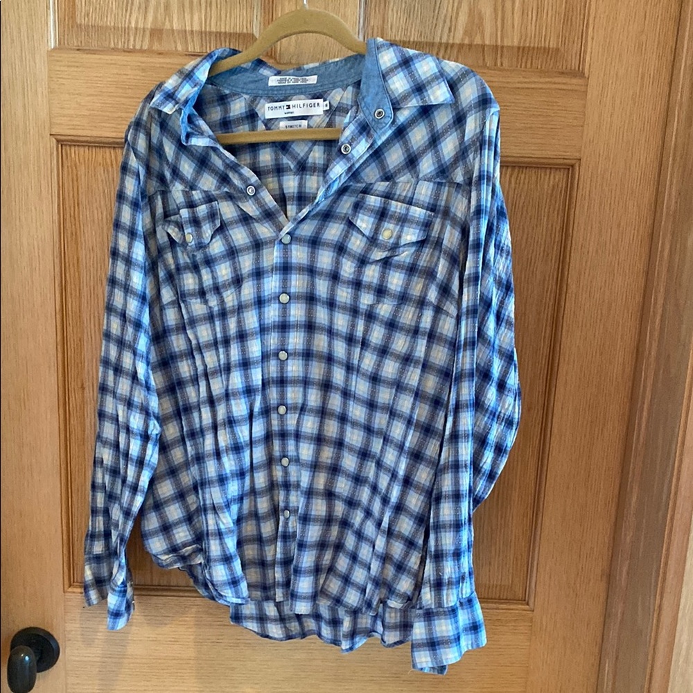 Tommy Hilfiger Blue Plaid Blouse